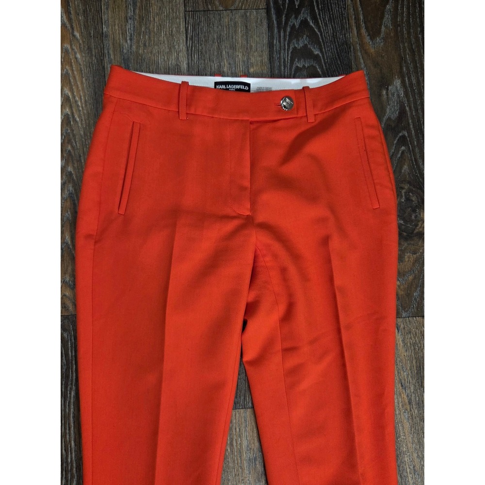 Karl Lagerfeld Paris Womens Size 4 Orange Straight Leg Dress Pants Trousers - Picture 2 of 5